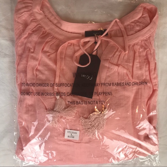 NWT Very J Boho Peasant Blush Blouse Sz L - Picture 8 of 8